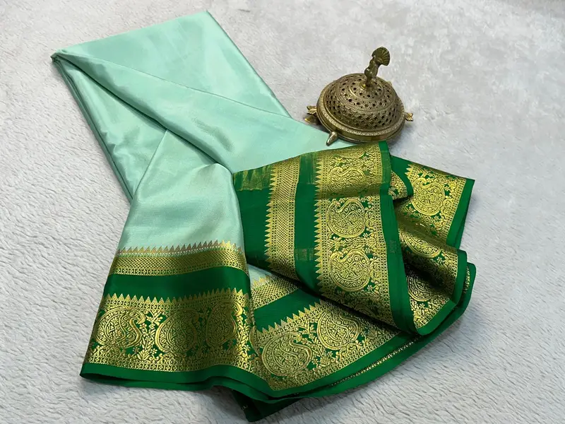 Pure semi crepe mysore silk saree - Image 4 in Hyderabad